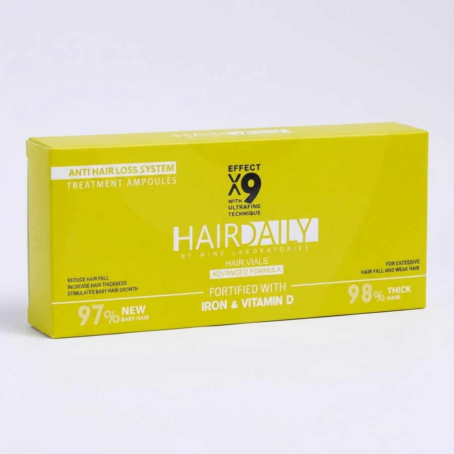 واجهة علبة أمبولات Hair Daily Go Thick أصفر ليموني من قريب