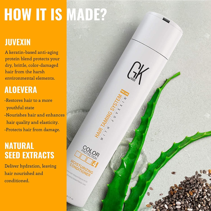 GK HAIR Global Keratin Moisturizing Conditioner (300ml/10.1 Fl Oz) Hydrating Color Protection Dry Damage Curly Frizzy Thinning Color Treated Hair Repair Organic Paraben Sulfate Free - Instachiq