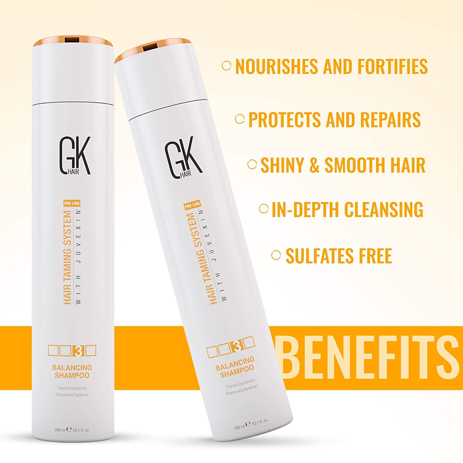 GK HAIR Global Keratin Balancing Shampoo 300 ml For Dry Damaged Oily Greasy & Color Treated Hair, Restores pH Levels, Sulfate-Paraben Free Daily Conditioning Deep Cleanser & Impurities Remover - Instachiq