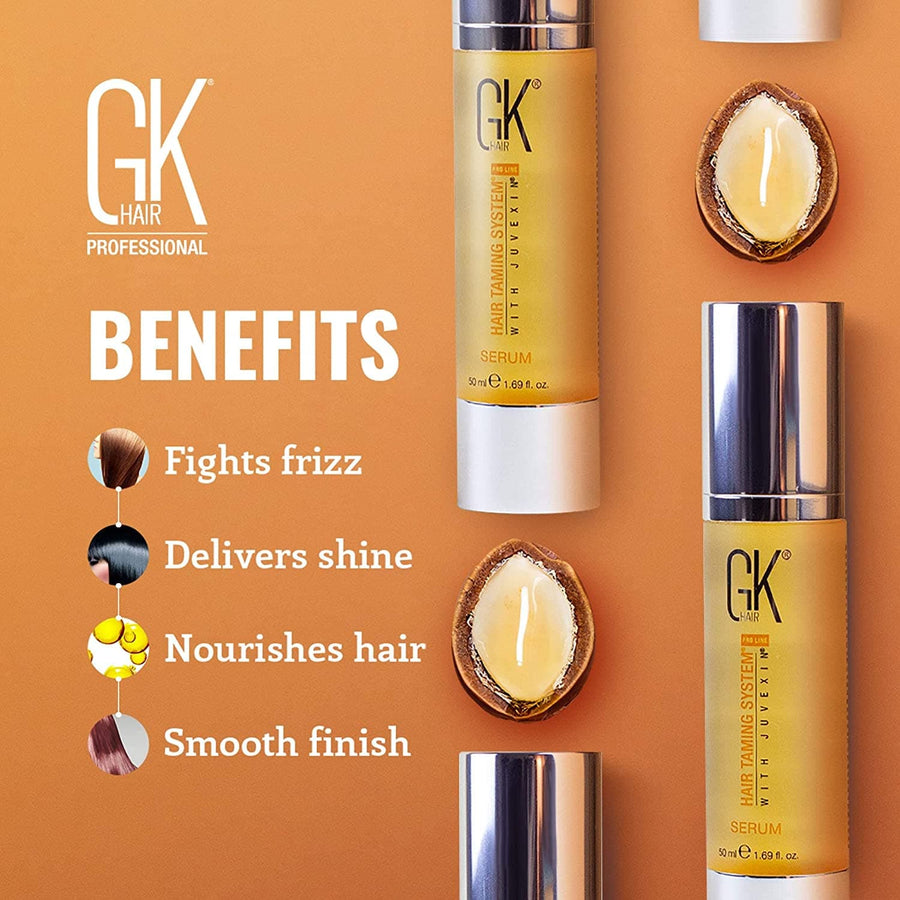 GK HAIR Global Keratin 100% Organic Argan Oil Anti Frizz Hair Serum (1.69 Fl Oz/50ml) Styling Smoothing Strengthening Hydrating & Nourishing Heat Protection Shine Frizz Control Dry Damage Hair Repair - Instachiq